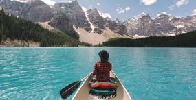 Canoeing in Lake Moraine Banff National Park